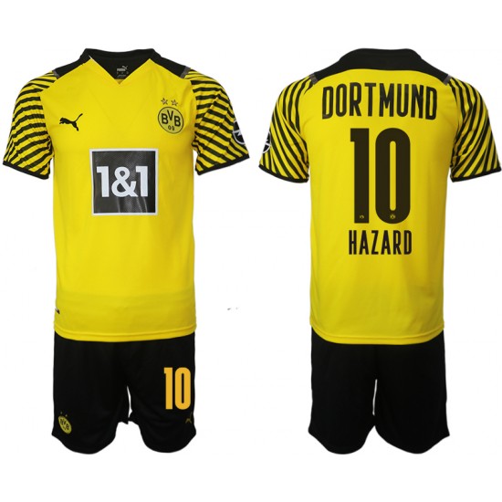 Camisola Borussia Dortmund Thorgan Hazard 10 Criança Equipamento Primeiro 2021-2022 Manga Curta